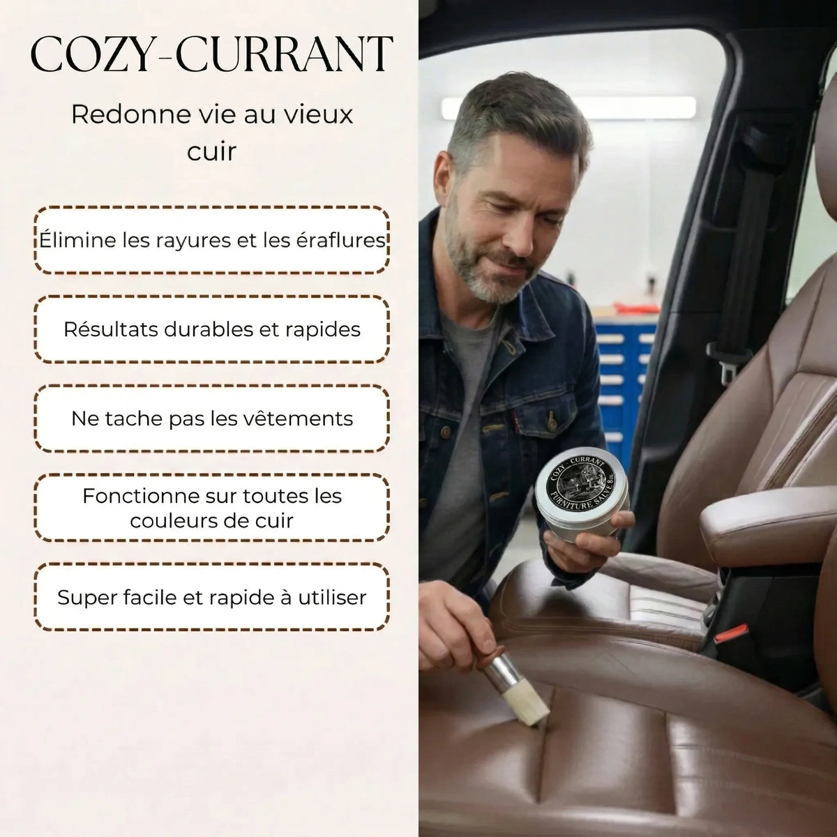 Crème pour restauration Cuir siège Auto